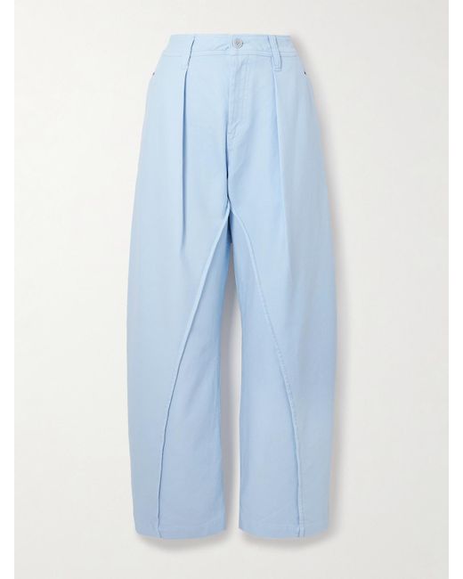J.W. Anderson Blue Barrel-Hose Aus Baumwoll-Twill Mit Falten
