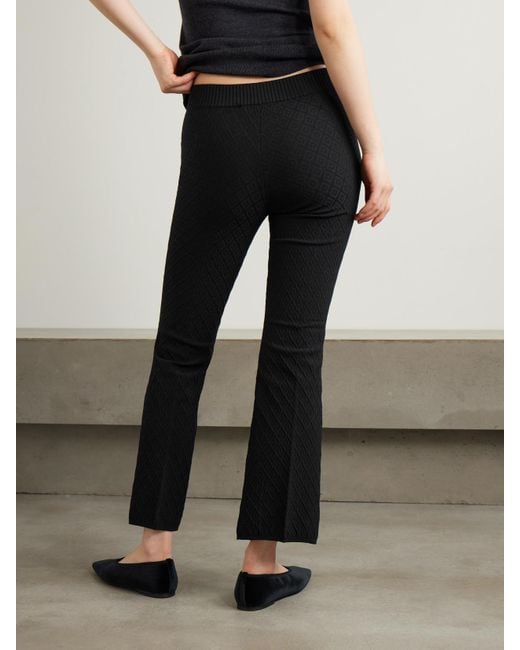 High Sport Black Kick It Cropped Cotton-Blend Jacquard Flared Pants