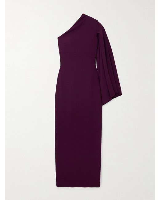 Solace London Purple Elisa One-Sleeve Crepe Gown