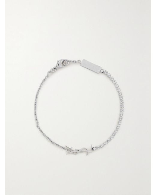 Saint Laurent Natural Tone Crystal Bracelet