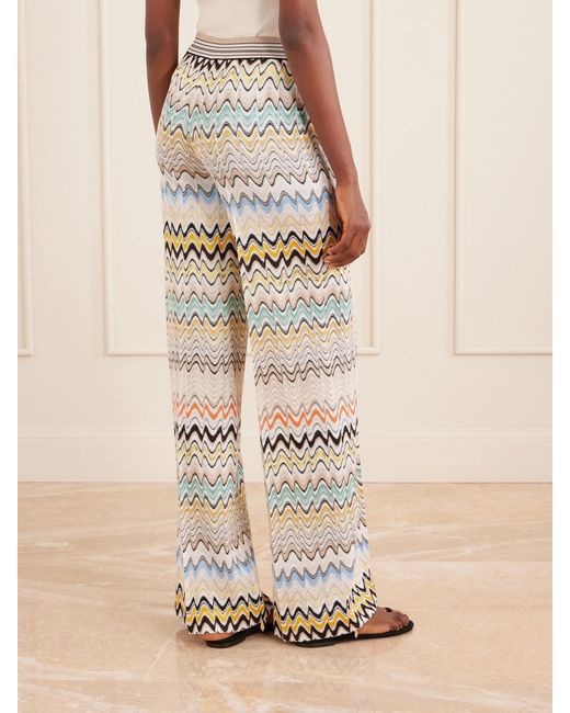 Missoni White Striped Crochet-Knit Wide-Leg Pants