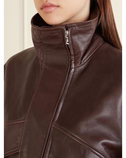 Nour Hammour Brown Leather Jacket