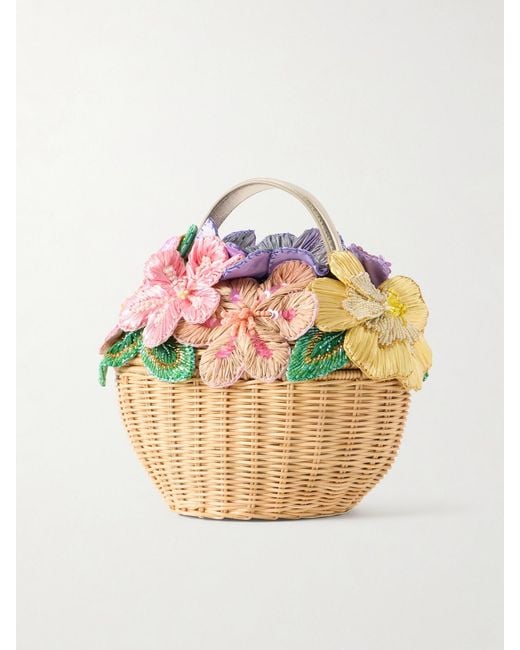 Judith Leiber Pink Flower Basket Crystal-Embellished-Tone Clutch