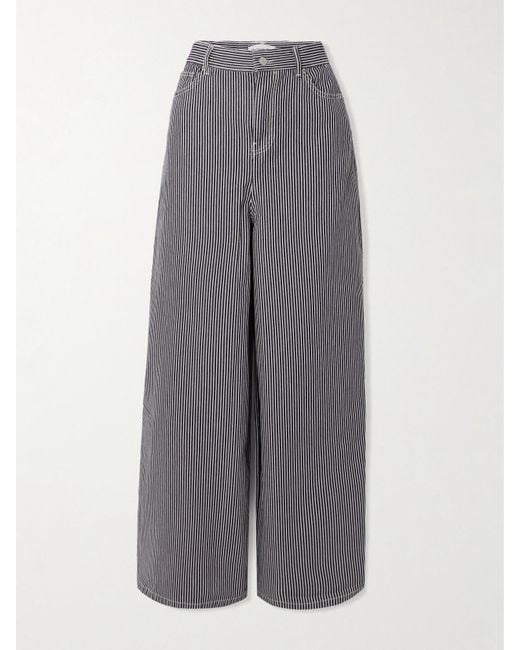 Frankie Shop Gray Sasha Striped High-rise Wide-leg Jeans