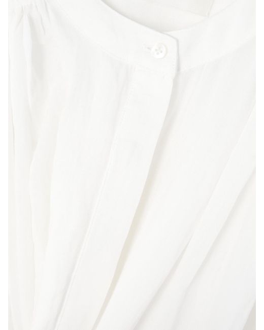 Rohe White Bluse Aus Ramie-Voile Mit Raffungen