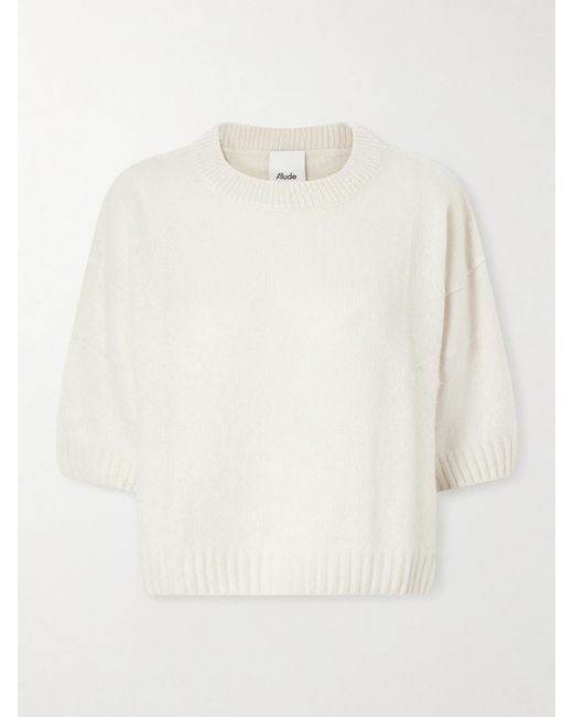 Allude White Cashmere And Silk-Blend Sweater