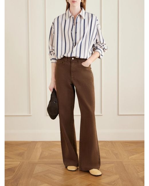 The Elder Statesman Brown Evie Organic Cotton-Twill Wide-Leg Pants