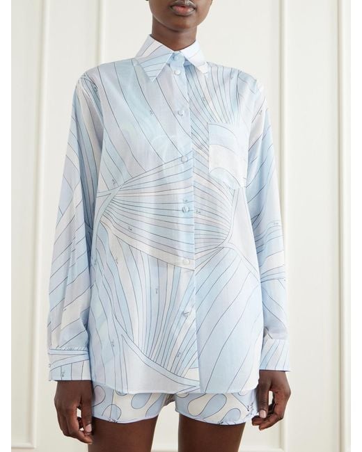 Emilio Pucci Blue Printed Cotton-Muslin Shirt