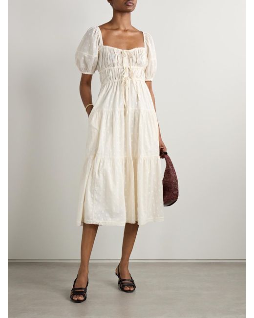 Robe Midi En Voile De Coton À Fil Coupé Et À Finitions En Crochet Palma Ulla Johnson en coloris Natural