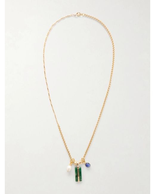 Roxanne Assoulin White The Stone Bar-Tone Agate, Pearl And Lapis Lazuli Necklace
