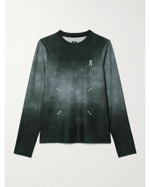 On Shoes Green Pace Tie-Dyed Perforated Cleancloud T-Shirt