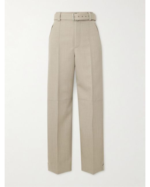 Bottega Veneta Natural Belted Paneled Wool-Twill Tapered Pants