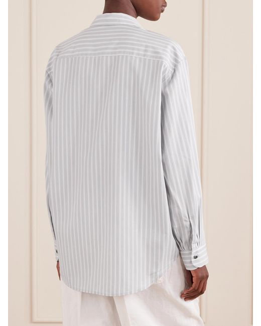 Leset White Yoshi Striped Cotton-Blend Shirt