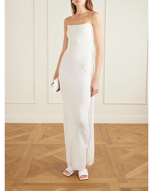 Jacquemus White The Plumetis Knitted Maxi Dress