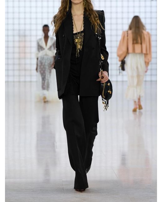 Chloé Black Wool Wide-Leg Pants
