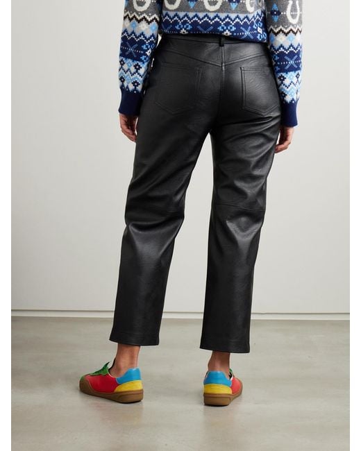 Stella McCartney Black Net Sustain Vegetarian Leather Straight-Leg Pants