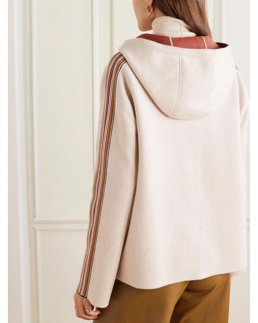 Loro Piana Natural Webbing-Trimmed Cashmere Hoodie