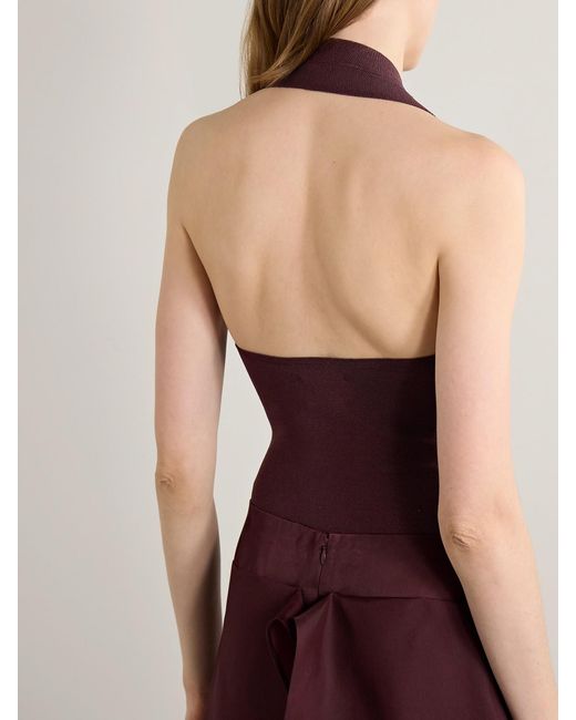 Khaite Purple Toto Stretch-Knit Halterneck Bodysuit