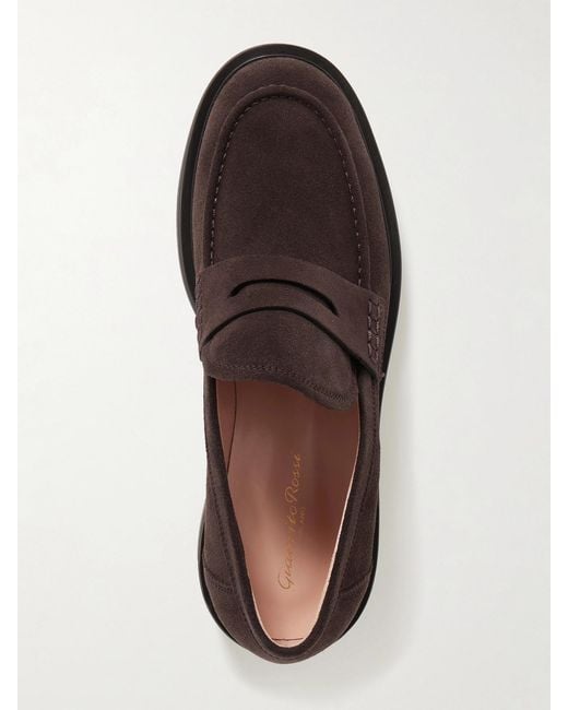 Gianvito Rossi Brown Harris 20 Suede Loafers