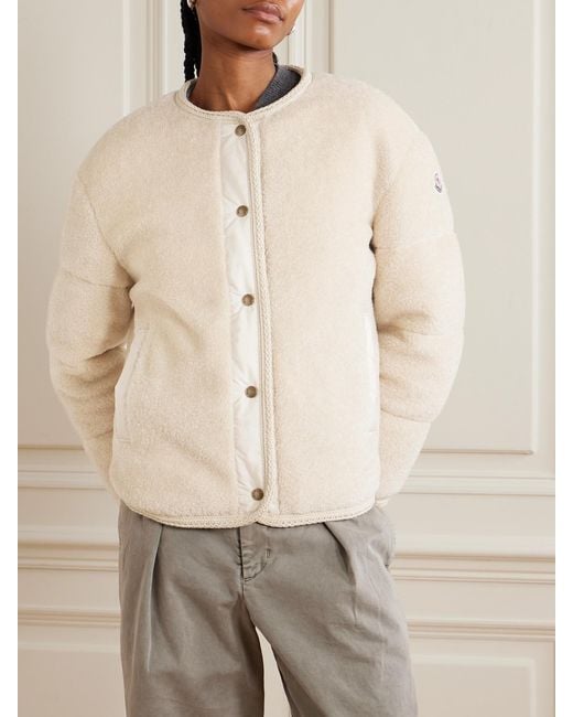 Moncler Natural Ciboulette Hooded Shell-Trimmed Plush Down Jacket