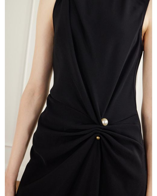 Veronica Beard Black Freja Draped Crepe-Blend Midi Dress