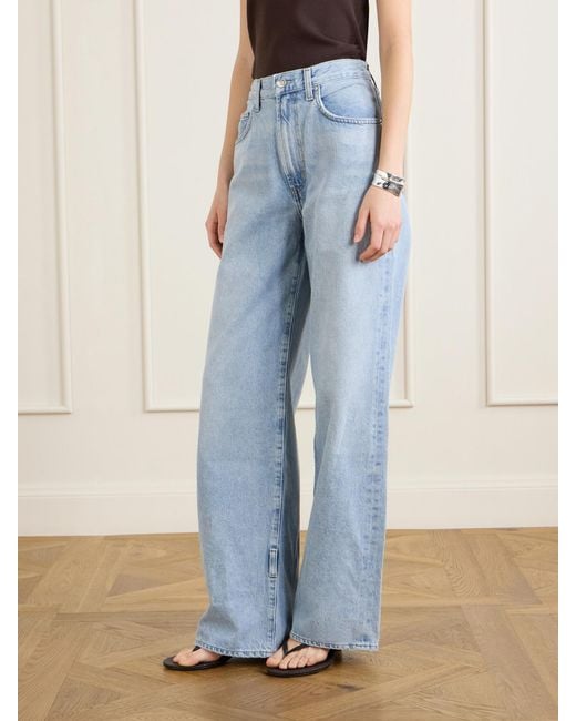 Agolde Blue Belted Straight-Leg Jeans
