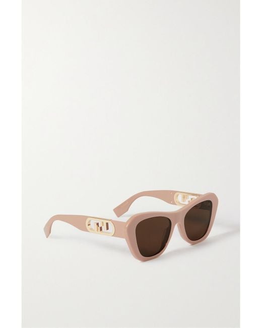 Fendi Brown O'Lock Cat-Eye Acetate And-Tone Sunglasses