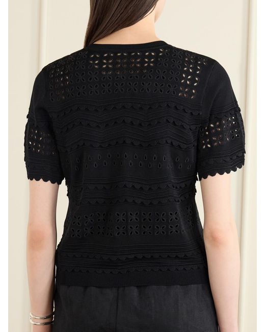 Ulla Johnson Black Abriana Eyelet-Embellished Knitted Shirt