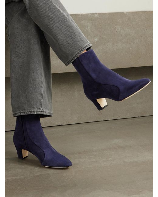 Manolo Blahnik Blue Myconia 50 Suede Ankle Boots