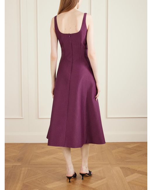 Emilia Wickstead Purple Letisha Textured-Satin Midi Dress