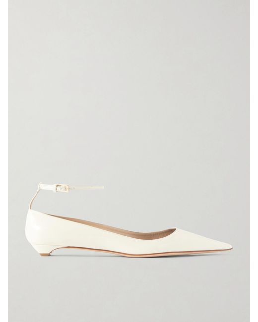 Tom Ford Natural Patent-Leather Point-Toe Ballet Flats