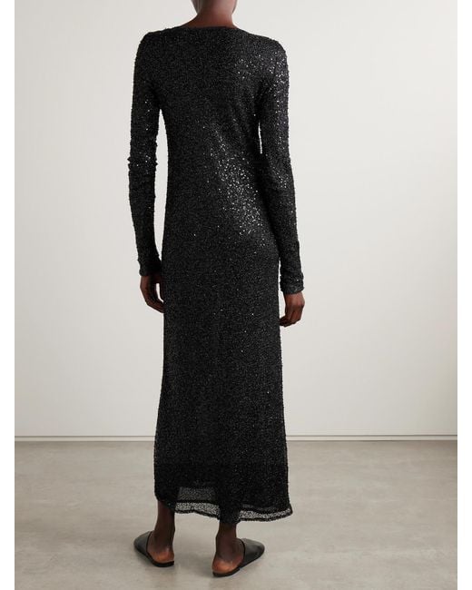 Proenza Schouler Black Marlowe Embellished Metallic Knitted Midi Dress