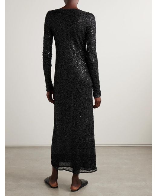 Proenza Schouler Black Marlowe Embellished Metallic Knitted Midi Dress