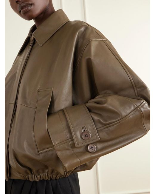 Rohe Brown Gathered Leather Jacket