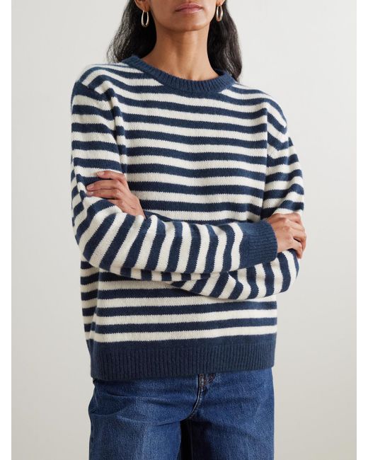 Suzie Kondi Blue Kismet Striped Cashmere Sweater
