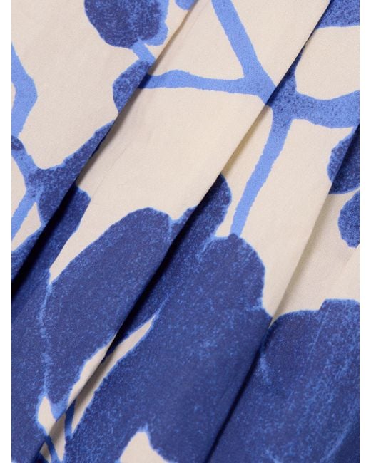 Cara Cara Blue Seattle Gathered Floral-Print Cotton-Poplin Halterneck Top