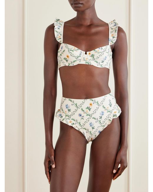 Agua Bendita White Jengibre Brisa Floral-Print Bikini Brief
