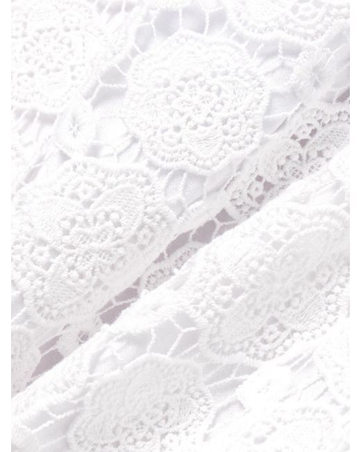 Miguelina White Kira Minikleid Aus Guipure-Spitze Aus Baumwolle Mit Ripsbandbesätzen