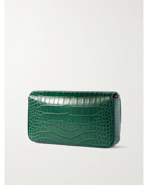 Tom Ford Green Wallis Mini Schultertasche Aus Leder Mit Krokodileffekt