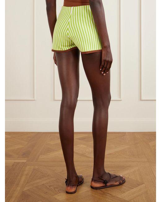 Haight Green Bella Striped Cotton-Blend Shorts