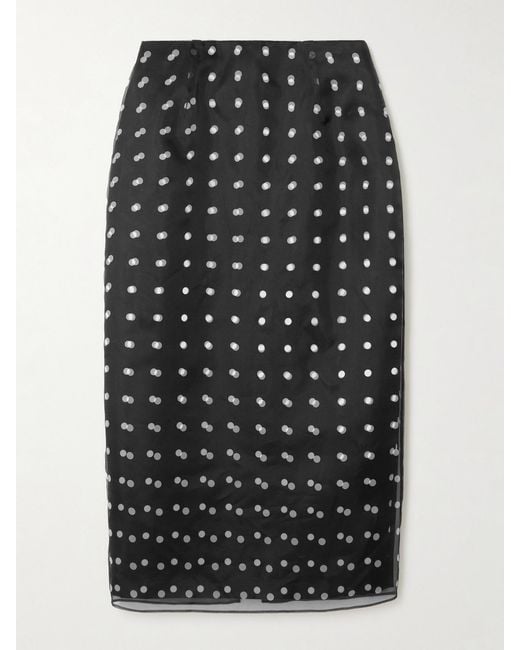 Emilia Wickstead Black Bethan Layered Polka-Dot Recycled-Organza And Faille Skirt