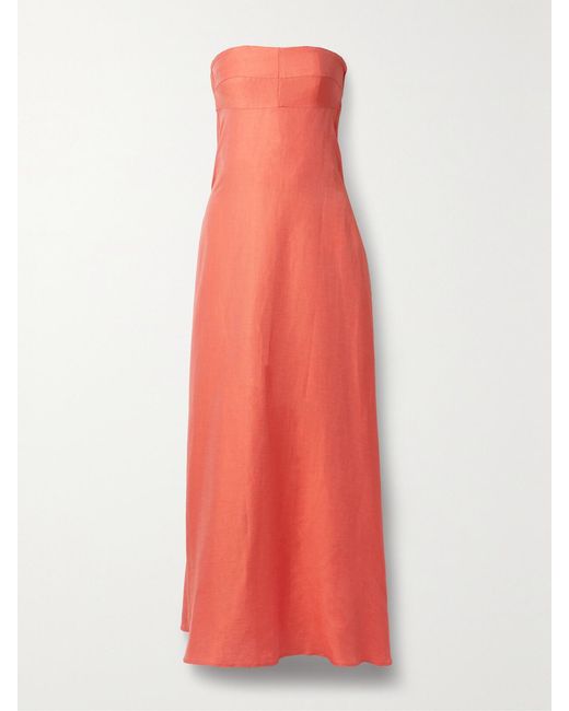 Bondi Born Red Net Sustain Montenegro Trägerloses Maxikleid Aus Webstoff