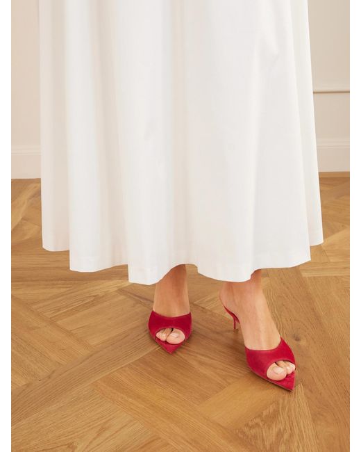 Gianvito Rossi Red Elle 55 Suede Mules