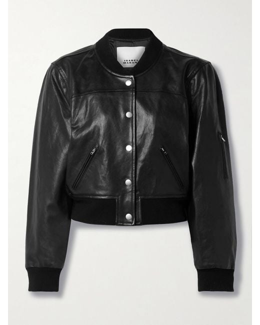 Isabel Marant Black Adriel Leather Bomber Jacket