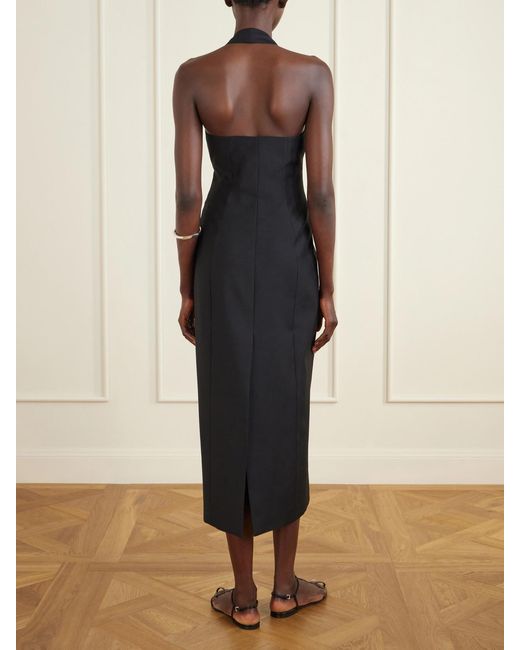 Heirlome Blue Sarah Wool And Silk-Blend Halterneck Midi Dress