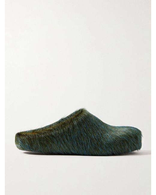 Marni Green Fussbett Calf Hair Clogs