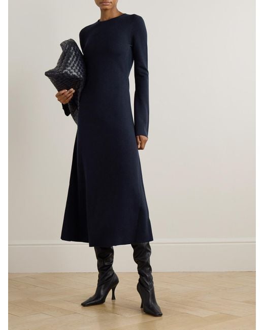 Gabriela Hearst Blue Rebus Wool, Silk And Cashmere-Blend Midi Dress