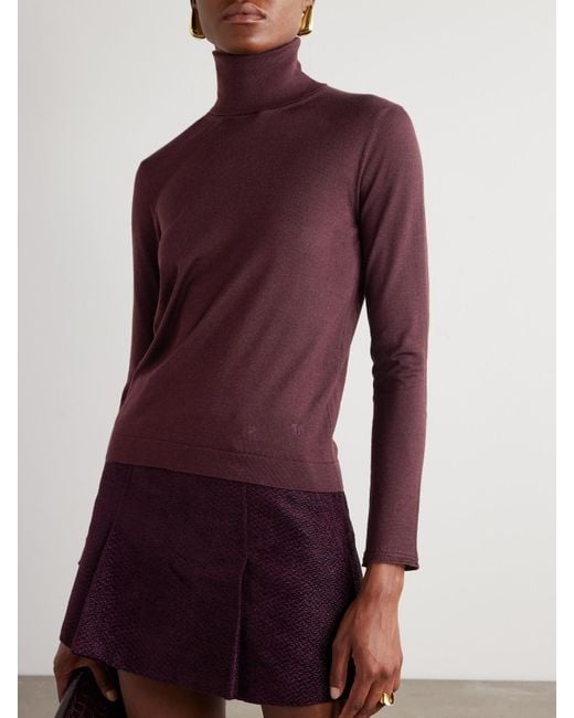 Tom Ford Purple Cashmere And Silk-Blend Turtleneck Sweater