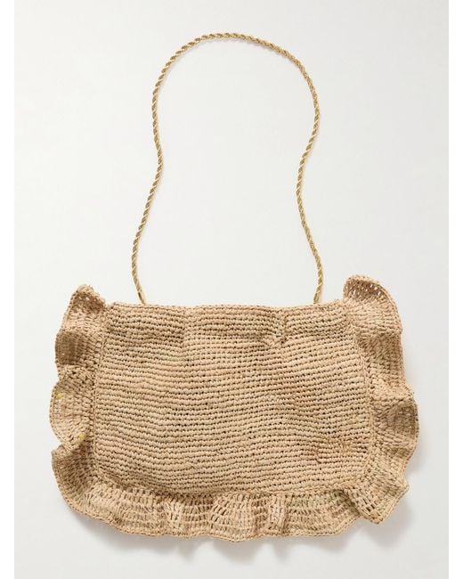 Loeffler Randall Natural Mavis Ruffled Raffia Shoulder Bag
