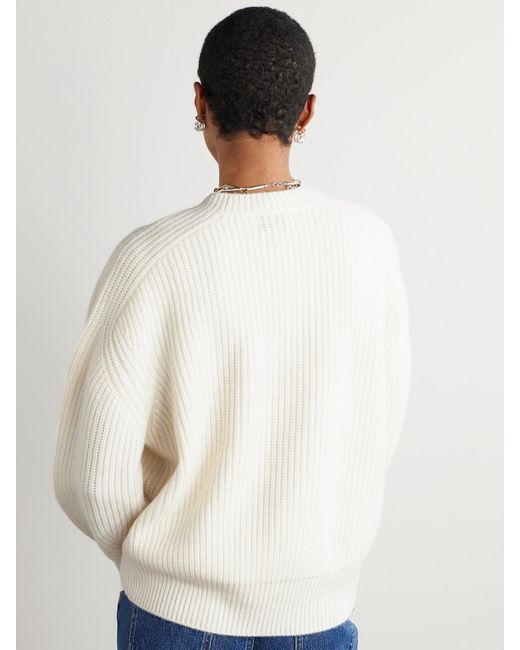 Loulou de Saison White Nauru Ribbed Cashmere Sweater